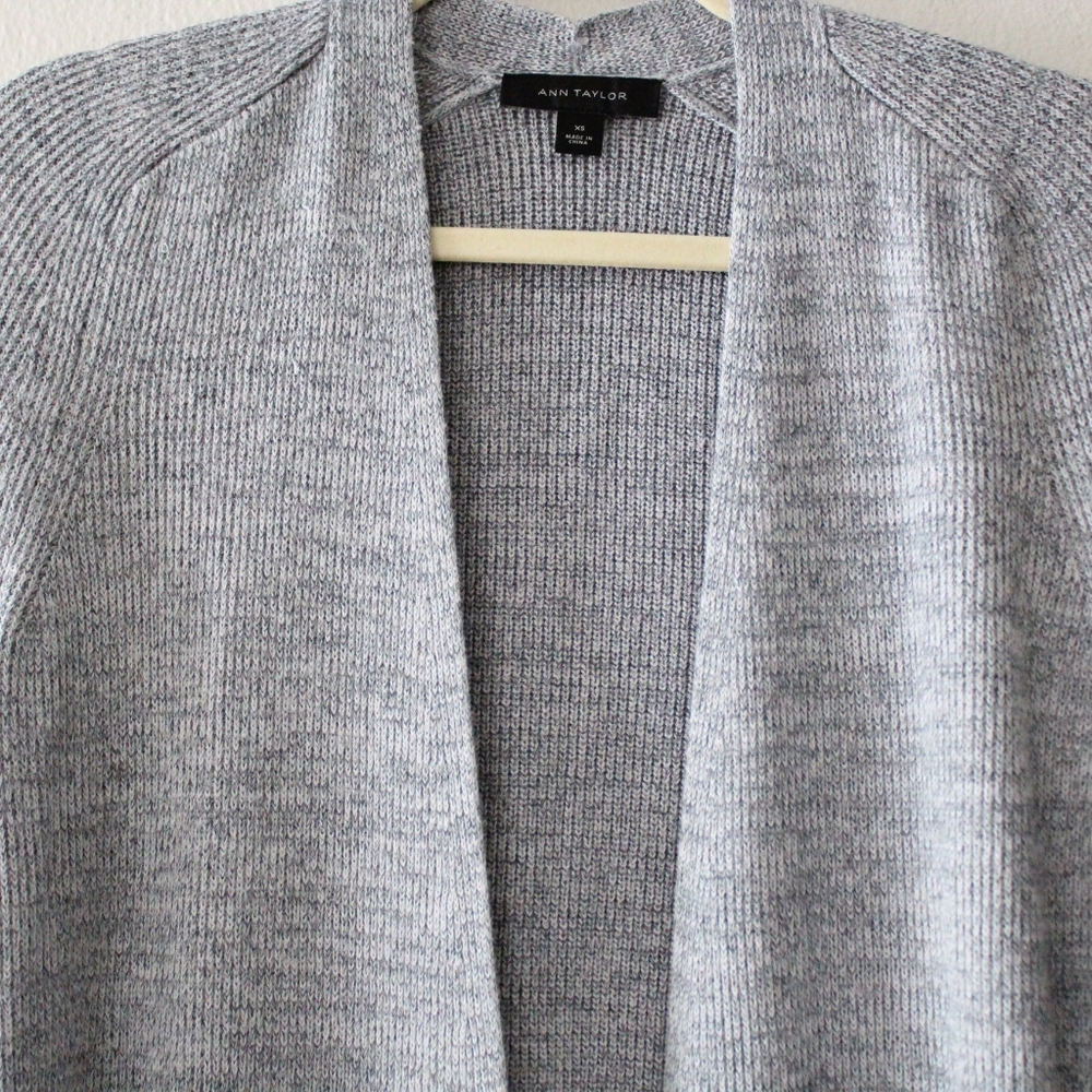 Ann Taylor Marled Long Line Open Cardigan Duster - Picture 2 of 5